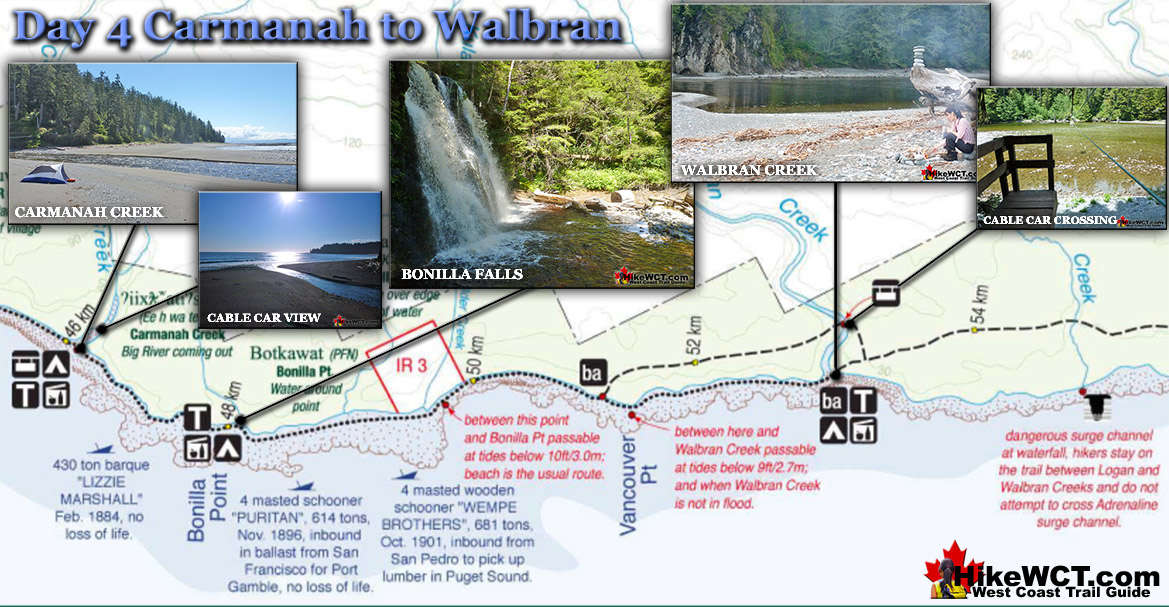 West Coast Trail Day 4 Map - Carmanah to Walbran